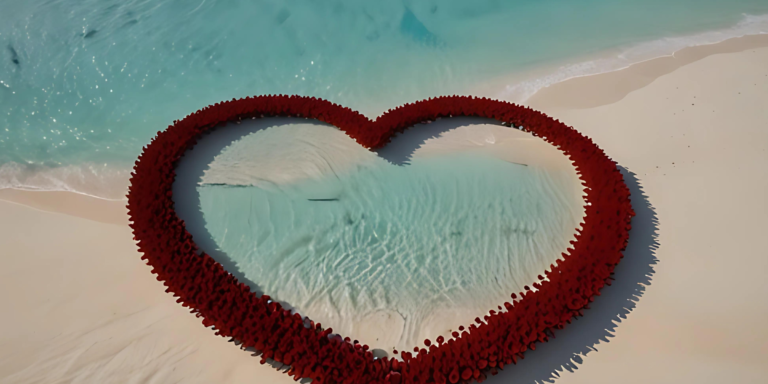 Maldives Honeymoon heart big sign, decorations, realistic